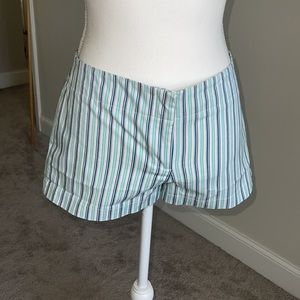 Express blue and white stripped shorts